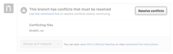 GitHub Pull Request resolve conflicts